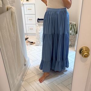 Abercrombie & Fitch Women’s Light Blue Tiered Maxi Skirt
